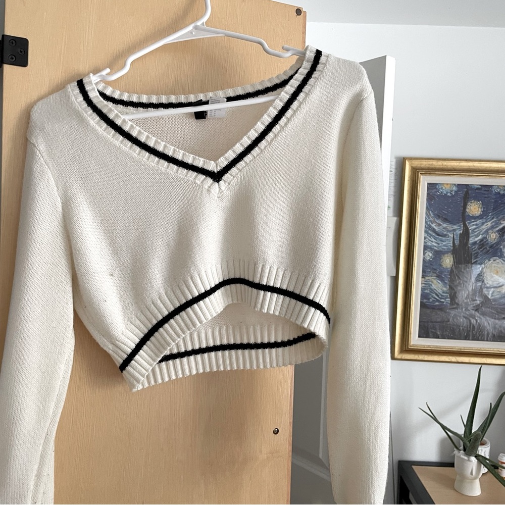 Divided crop sweater